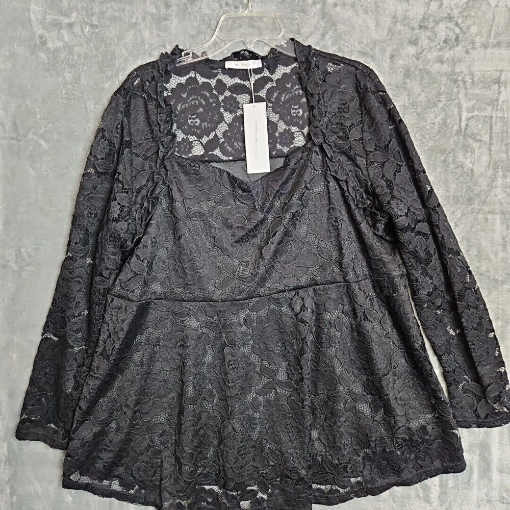 Rosegal lace black women's sz 5X New long sleeve party tunic